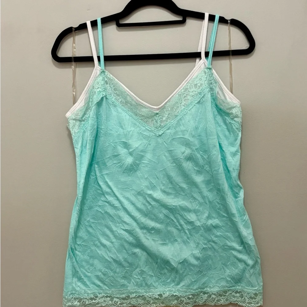 Bobbie Brooks Light Blue Lace Trim Camisole - Picture 1 of 5